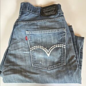 Levi's Blue Straight Jeans with Decorative Stitching
